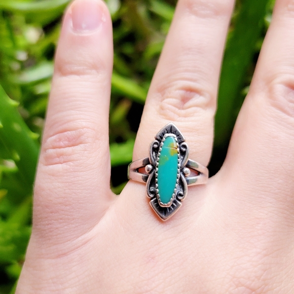 Vintage Bell Trading Post 925 Sterling Silver Turquoise Ring, size 6 - Picture 6 of 12